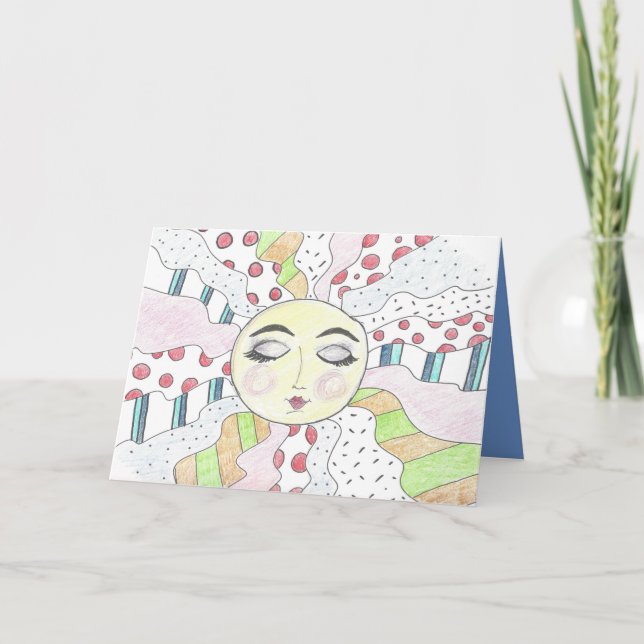 Sömnig Sol - mappat anteckningskort (Framsida)