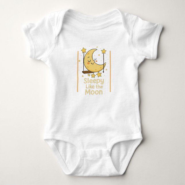 Sömnig som Måne: Cute Baby T Shirt (Framsida)
