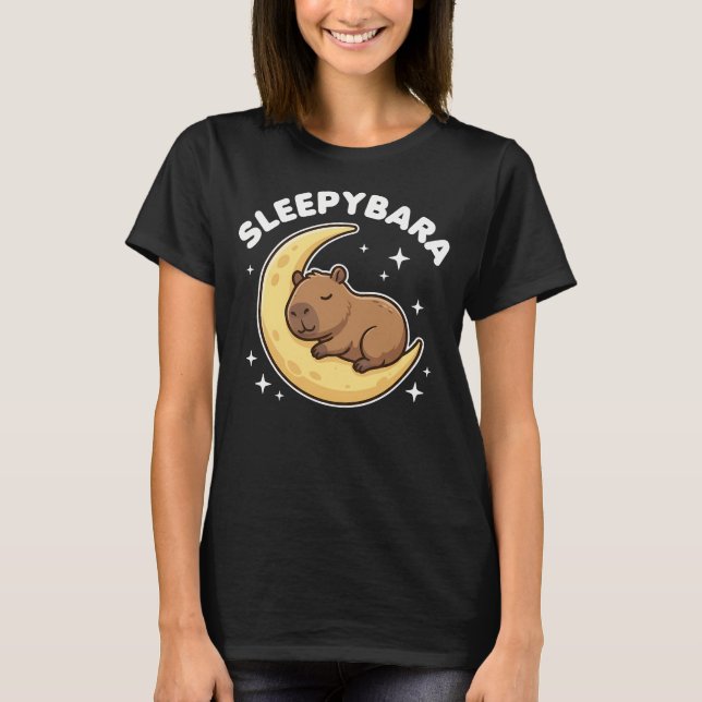 Sömnig Söt Capybara T Shirt (Framsida)
