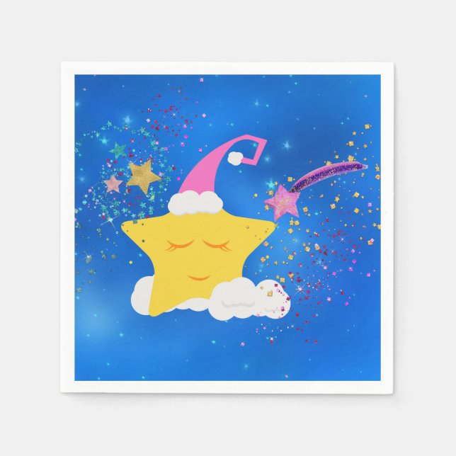 Sömnig Star Blue Starry Himlar Pappersservett (Framsidan)