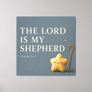 Sömnig Stjärna | Psalm 23:1 | Blågrå Canvastryck