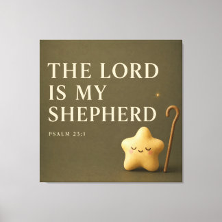 Sömnig stjärna | Psalm 23:1 | Olivgrön Canvastryck