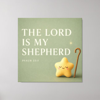 Sömnig stjärna | Psalm 23:1 | Olivgrön Canvastryck
