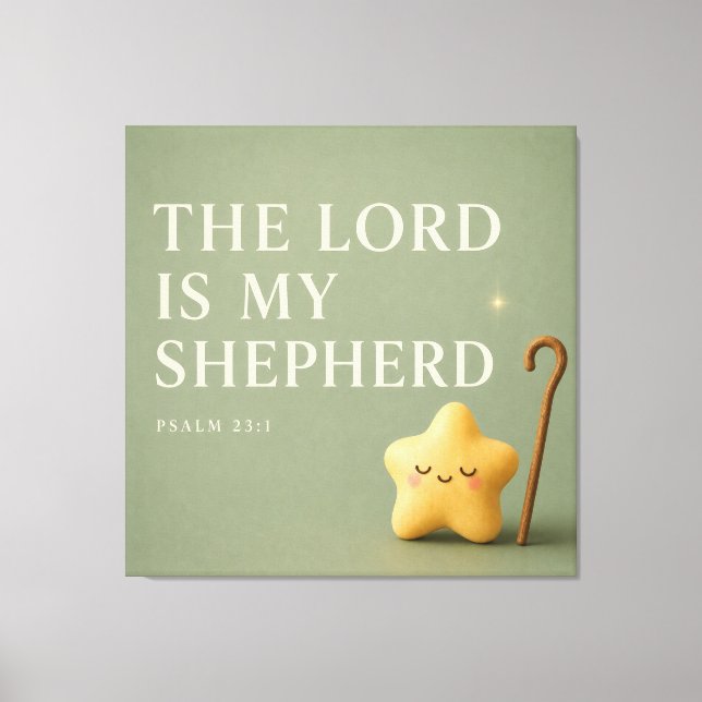 Sömnig stjärna | Psalm 23:1 | Olivgrön Canvastryck (Framsida)