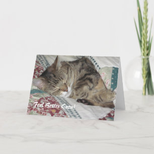 Sömnig Tabby katt komma bra Hälsning Kort