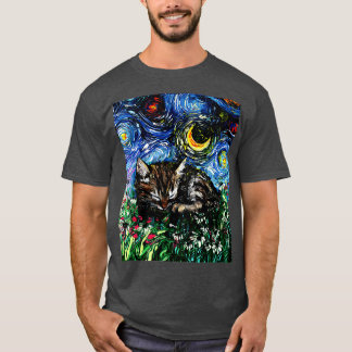 Sömnig Tabby Kitten Night T Shirt