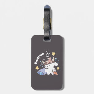 Sömnig Taurus Bunny Mönster - Zodiac Bagagebricka