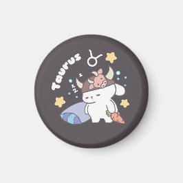 Sömnig Taurus Bunny Mönster - Zodiac Magnet