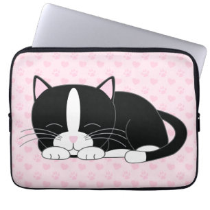 Sömnig Tuxedo-katt {rosa} Laptop Fodral