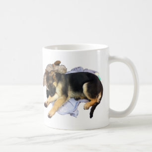 Sömnig tysk herdekaffemugg kaffemugg