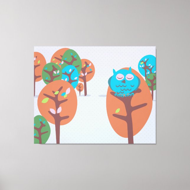 Sömnig Uggla Canvastryck (Framsida)