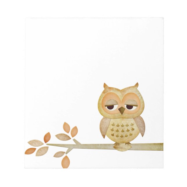 SÖMNIG UGGLA i ANTECKNINGSBLOCKET TRÄD Anteckningsblock (Framsida)