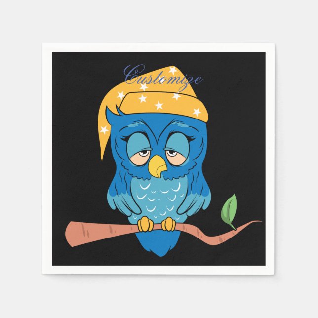 Sömnig Uggla Thunder_Cove Pappersservett (Framsidan)