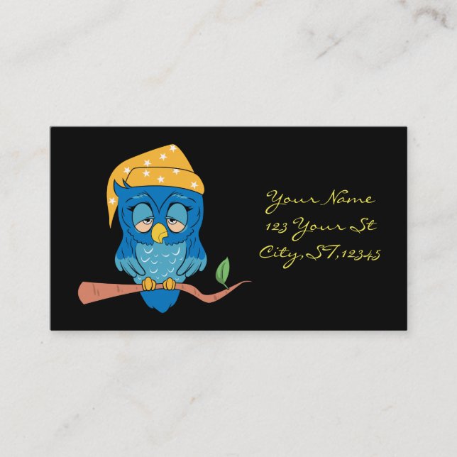 Sömnig Uggla Thunder_Cove Visitkort (Framsida)