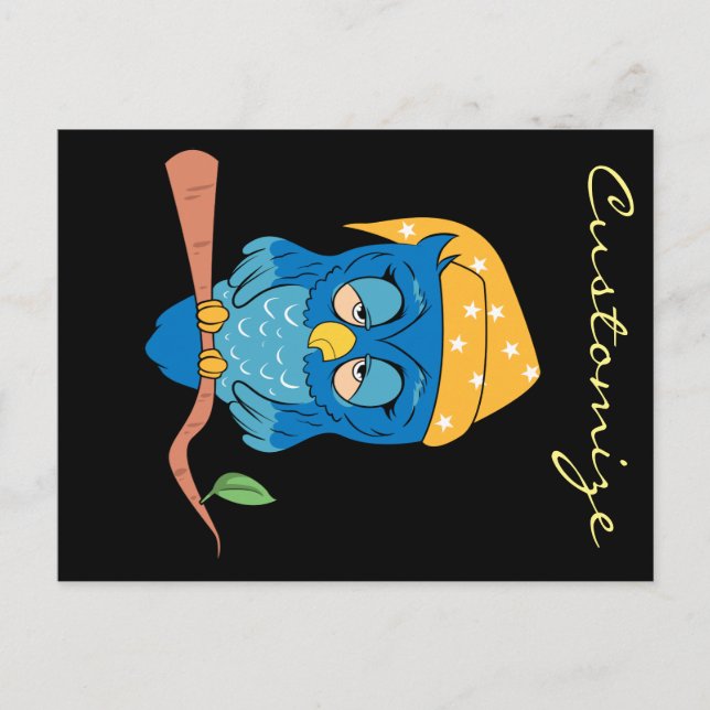 Sömnig Uggla Thunder_Cove Vykort (Framsida)