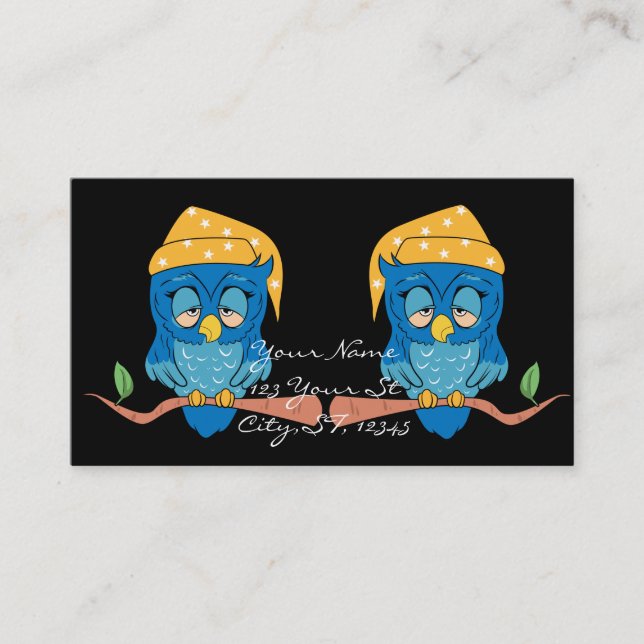 Sömnig ugglaThunder_Cove klassiker Visitkort (Framsida)