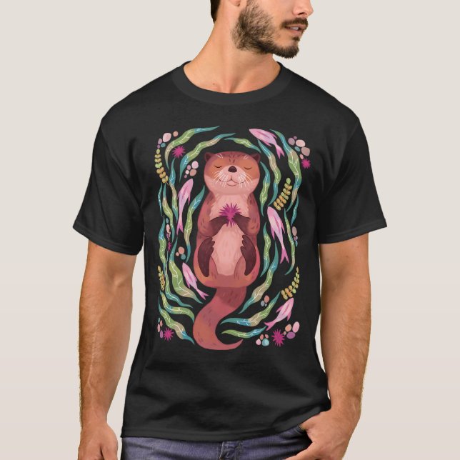 Sömnig utter i havet t shirt (Framsida)
