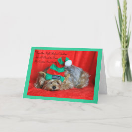 Sömnig valp som ha på sig älvahatten helgkort