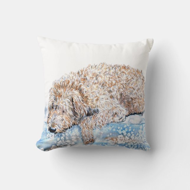 Sömniga Labradoodle Kudde (Framsida)
