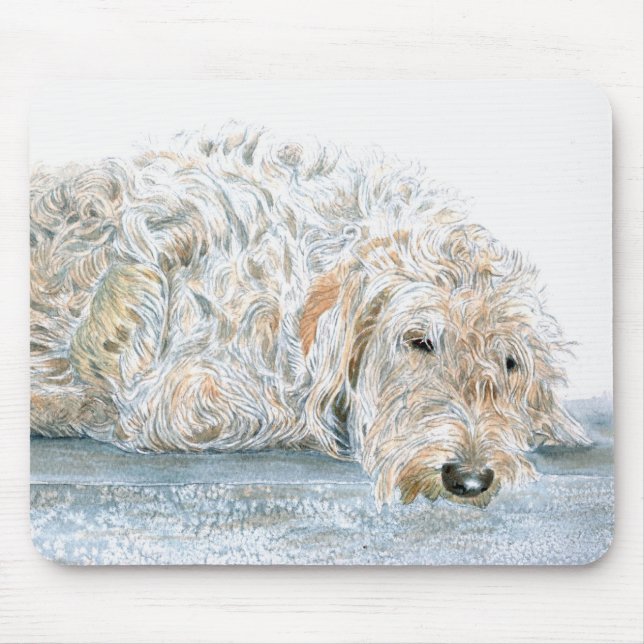 Sömniga Labradoodle Mousepad Musmatta (Framsidan)