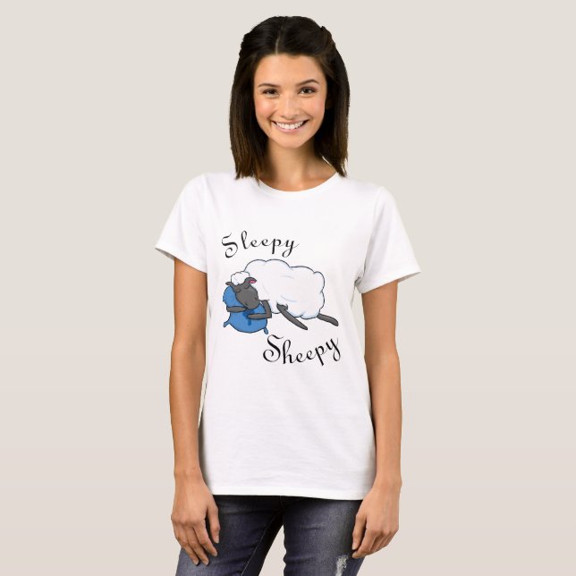 Sömniga Sheepy kvinna skjorta Tee Shirt (Hel framsida)