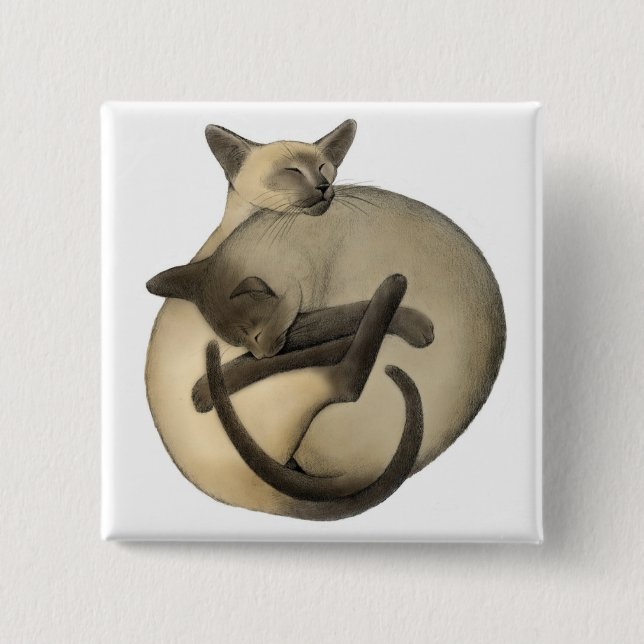 Sömniga Siamese klämmer fast Knapp (Framsida)