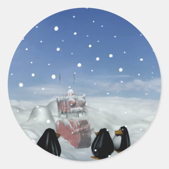 Sömnighet med Penguins- plåstret Runt Klistermärke (Framsida)