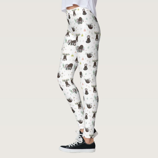 Sömnigt sött Slothmönster Leggings (Vänster)