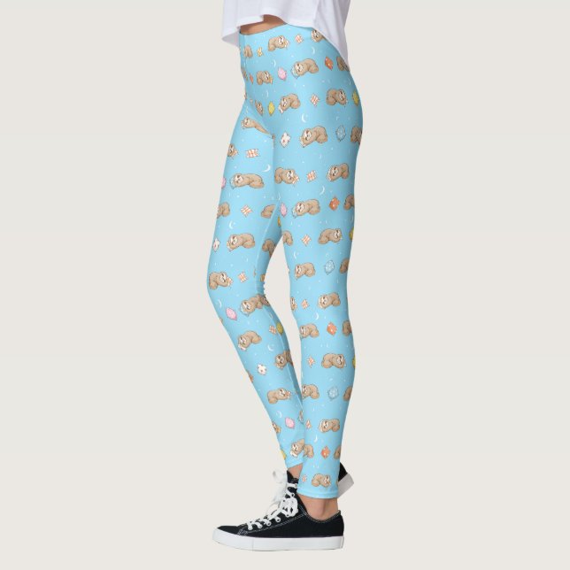 Sömnigt Time Slothmönster Leggings (Vänster)