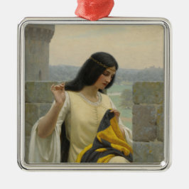 Sömning av Flagga (medeltida kvinnor) Julgransprydnad Metall