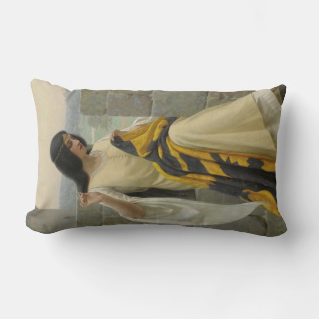 Sömning av Flagga (medeltida kvinnor) Lumbarkudde (Framsida)