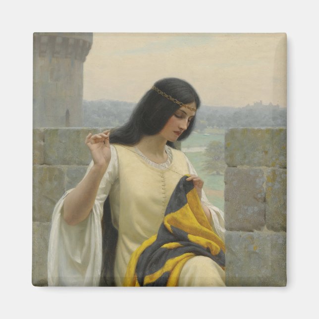 Sömning av Flagga (medeltida kvinnor) Magnet (Framsidan)