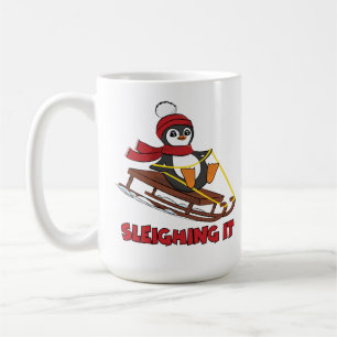 Sömning - Snö Sledding Cute Penguin Winter Kaffemugg
