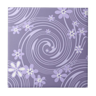 Sömnlös violett snört lavander färg-blommor fl kakelplatta
