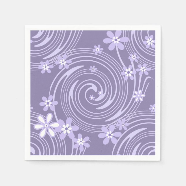Sömnlös vivel lavander färg blommor flora pappersservett (Framsidan)