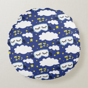 Sömnmasker moln och gula stjärnor rund kudde