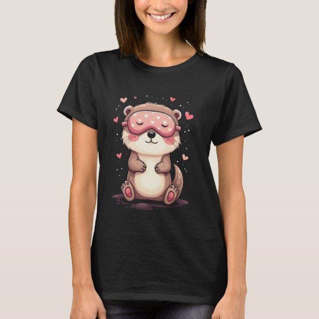 Sömnmotiv för Cute Otter T Shirt (Framsida)