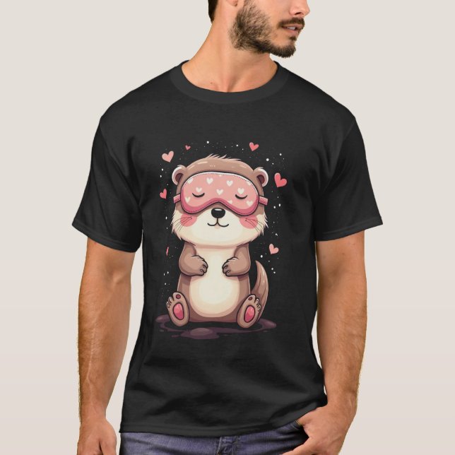 Sömnmotiv för Cute Otter T Shirt (Framsida)