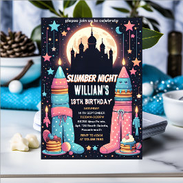 Sömnstjärnor Sleepover Slumber Party 13-årsdagen Inbjudningar