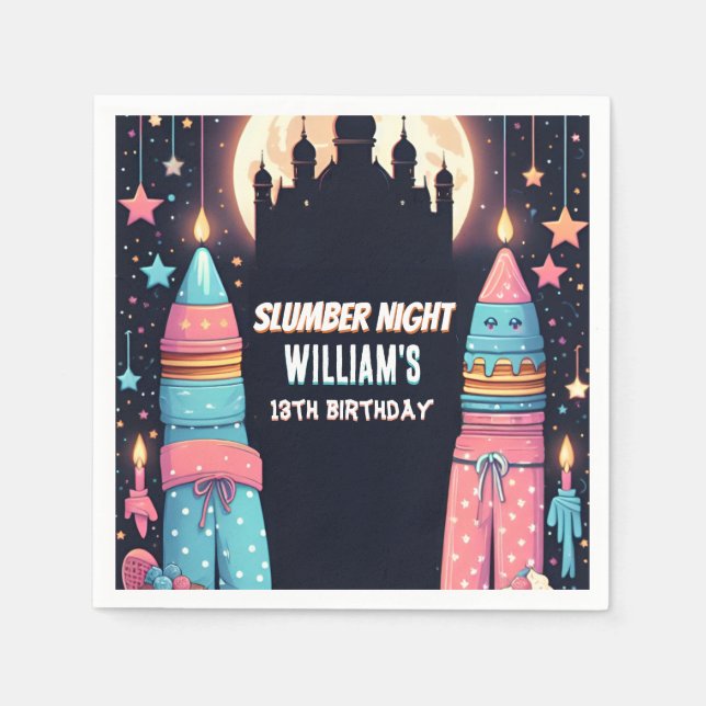 Sömnstjärnor Sleepover Slumber Party 13-årsdagen Pappersservett (Framsidan)