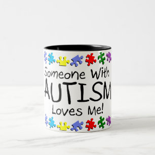 Somone med Autism älskar mig (PP) Två-Tonad Mugg