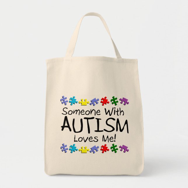 Somone med Autism älskar mig (PP) Tygkasse (Framsidan)