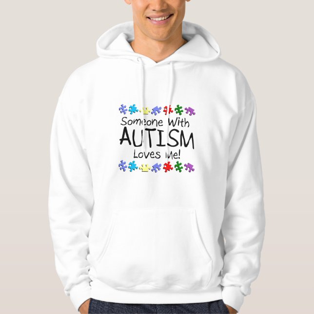 Somone med Autism älskar mig (pussel) Sweatshirt (Framsida)
