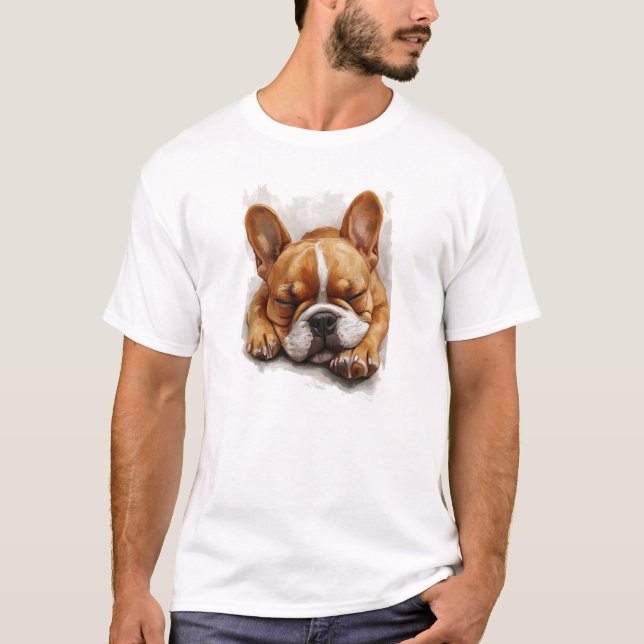 Sömpande Fransk Bulldog T-Shirt (Framsida)