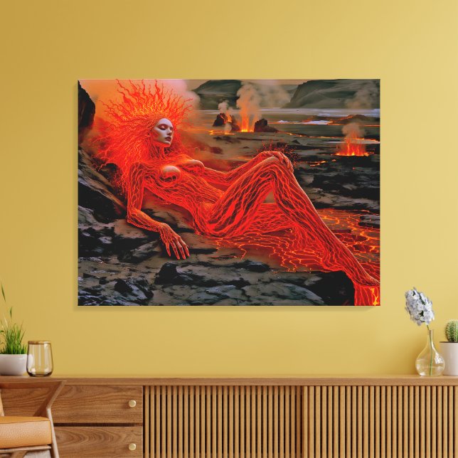 ’Sömpande magma’ - Volcanic Woman Porträtt Canvastryck (Insitu (Vardagsrum))