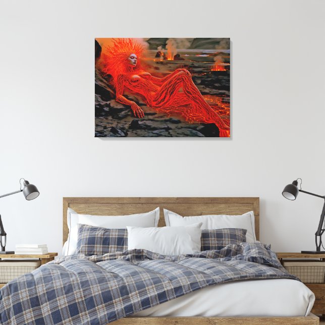 ’Sömpande magma’ - Volcanic Woman Porträtt Canvastryck (Insitu (sovrum))