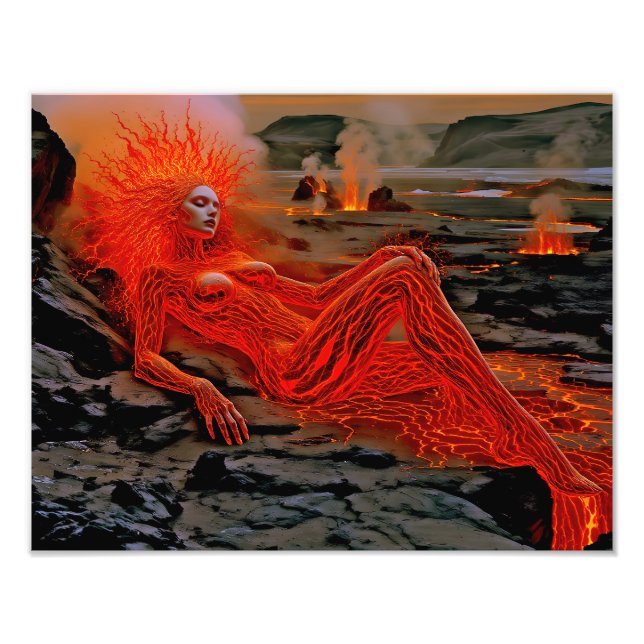 ’Sömpande magma’ - Volcanic Woman Porträtt Fototryck (Framsidan)
