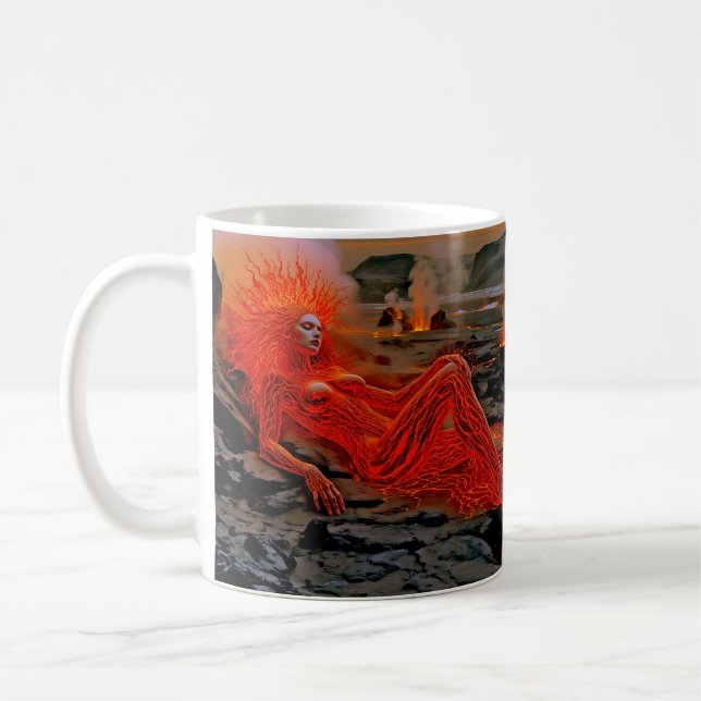 ’Sömpande magma’ - Volcanic Woman Porträtt Kaffemugg (Vänster)