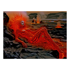 ’Sömpande magma’ - Volcanic Woman Porträtt Perfect Poster