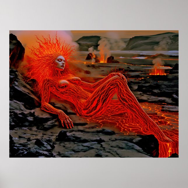 ’Sömpande magma’ - Volcanic Woman Porträtt Poster (Framsidan)